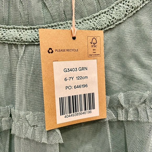 Mini Boden - Tiered Tulle Kids Dress in Mint Green - Size 6-7 - Picture 5 of 5